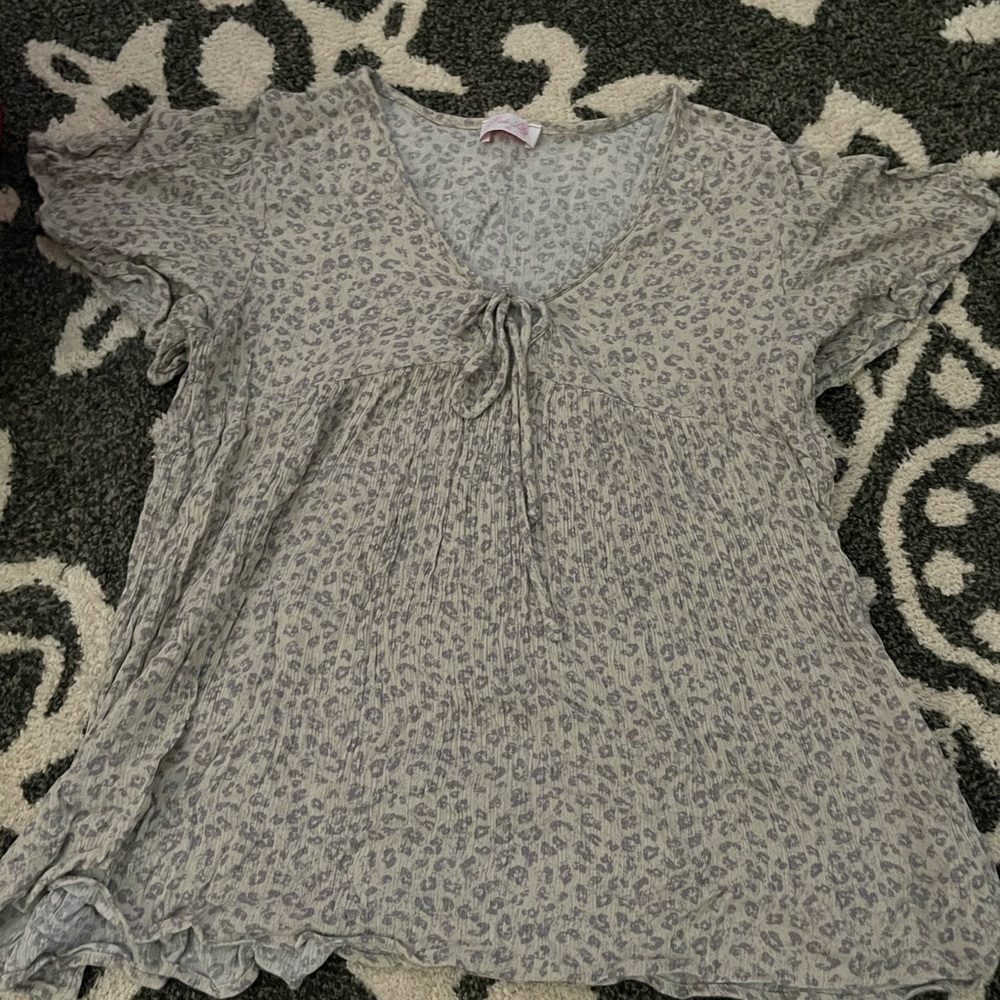 pink lilly cheetah print babydoll top
